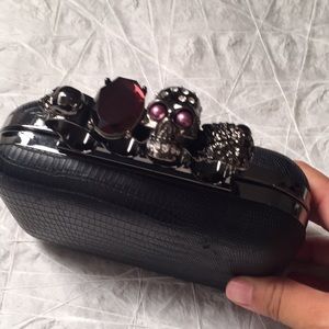 Small Brass Knuckles Black Handbag Evening Purse